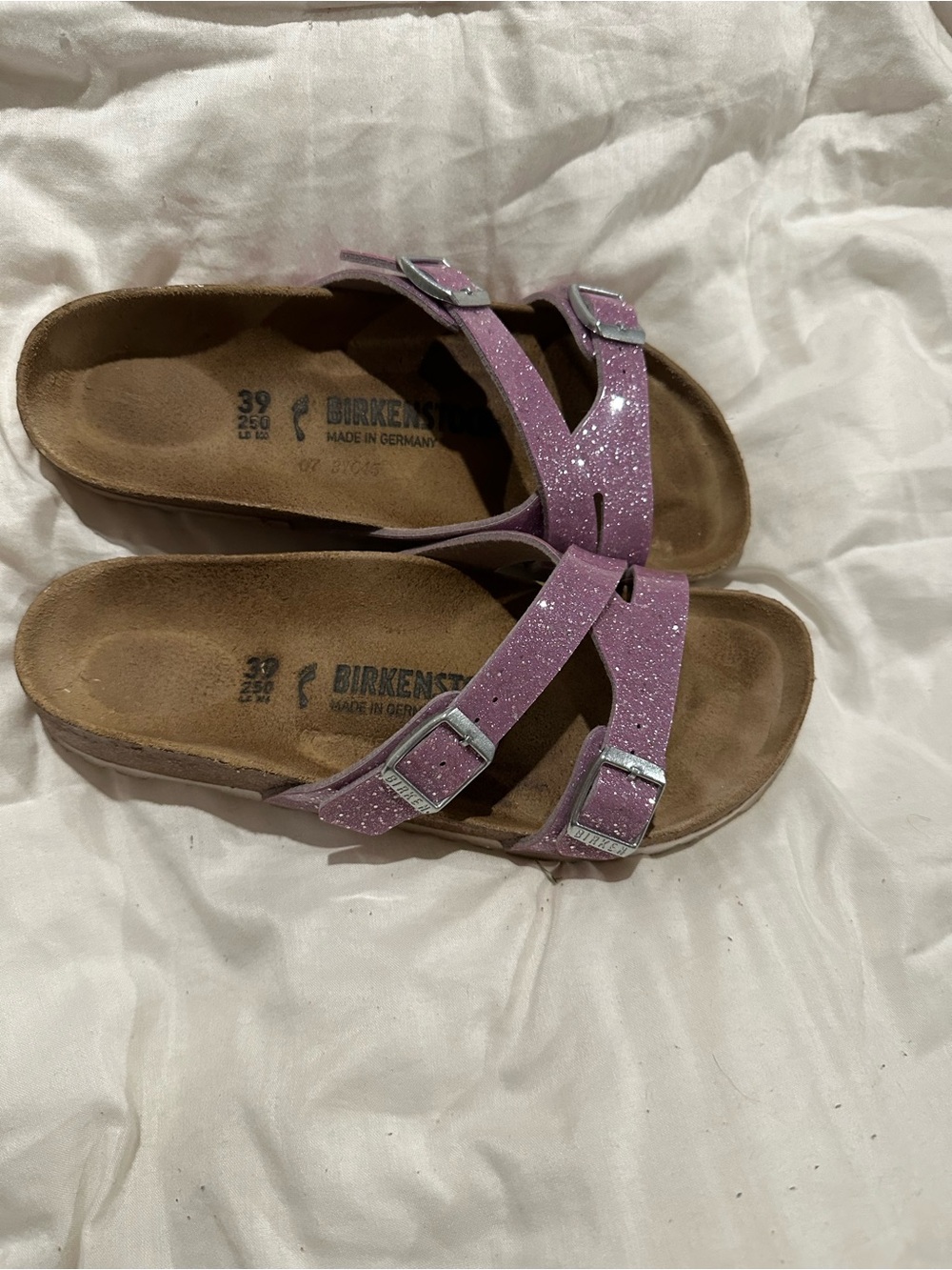 Birkenstock Women’s Glitter Lavender Arizona-Style Sandals